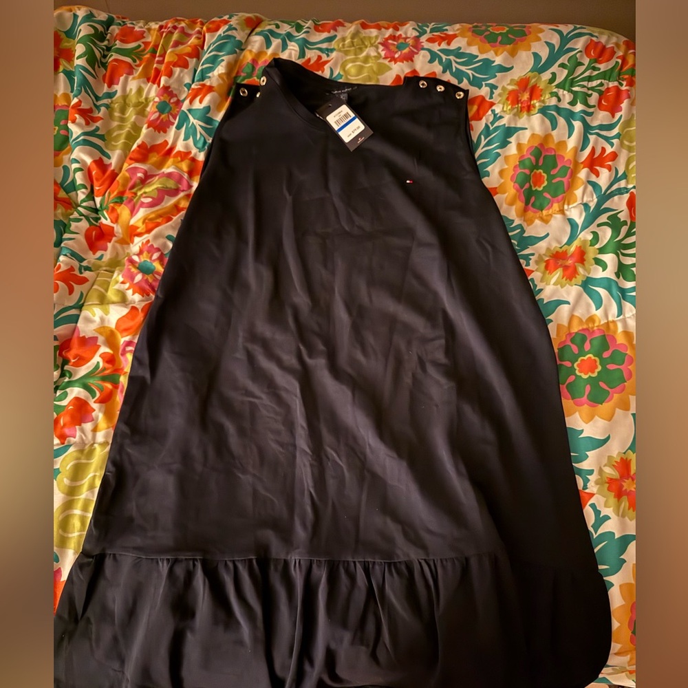 Navy Sleeveless Dress with Gold Button Accents size xl NWT great cover up